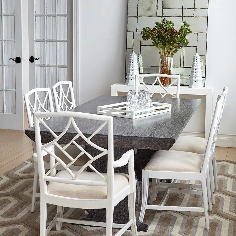 Evelyn Dining Arm Chair - Eggshell White, Linen