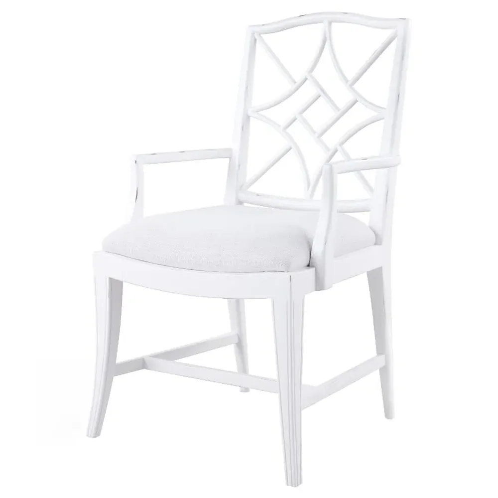 Evelyn Dining Arm Chair - Eggshell White, Linen