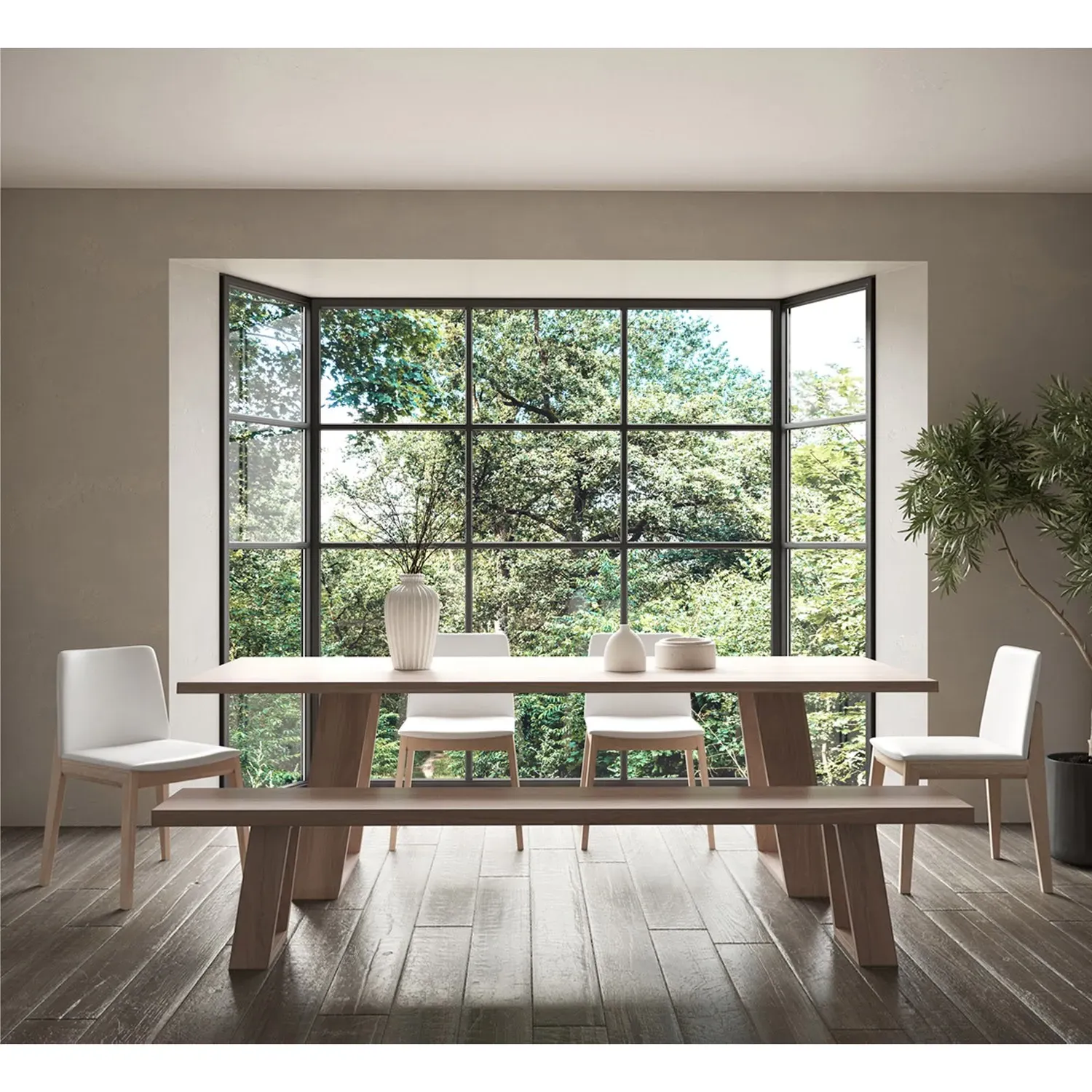 Everlee Dining Chair Set of 2 - White, Oak