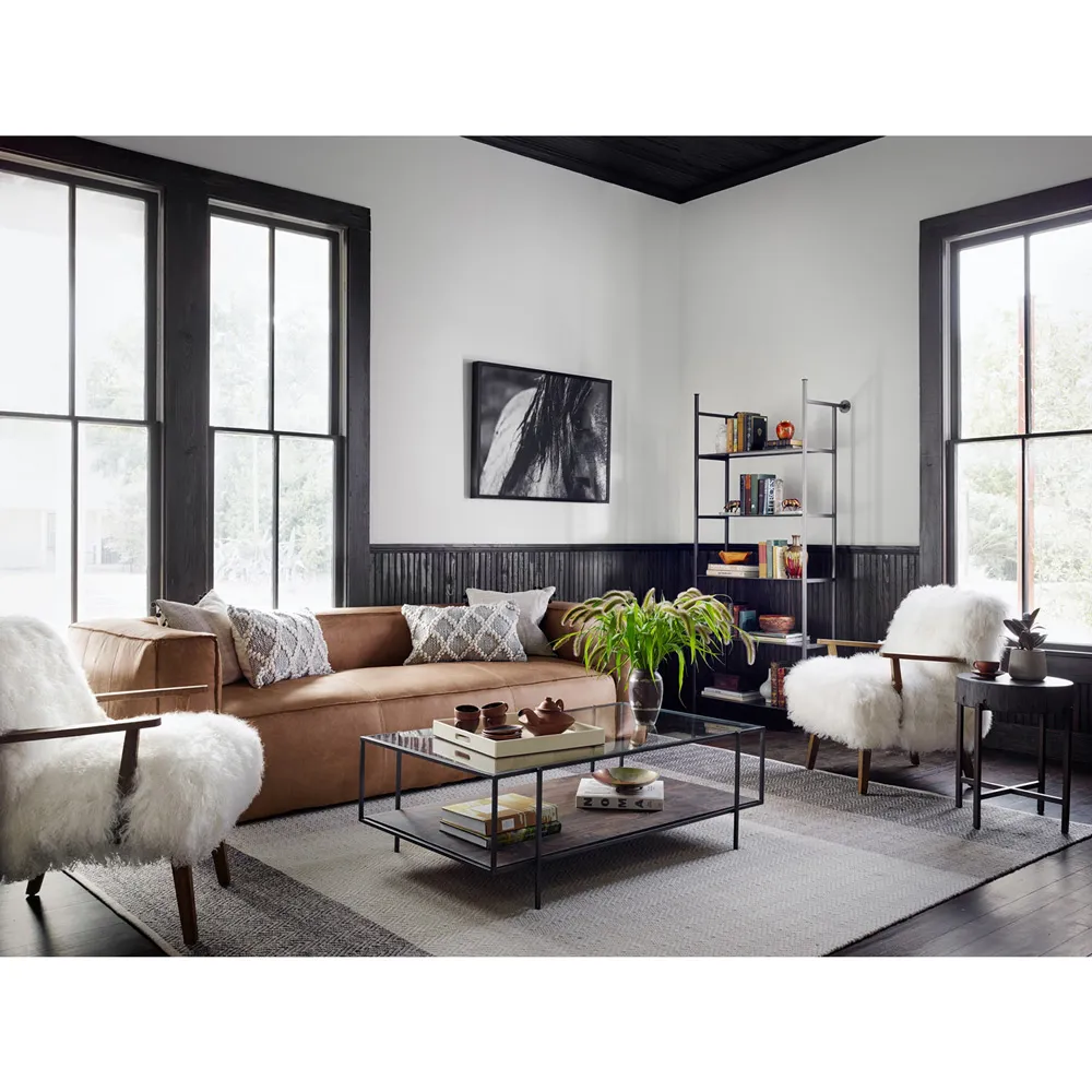 Everleigh Rustic Lodge Arm Chair - White, Oak