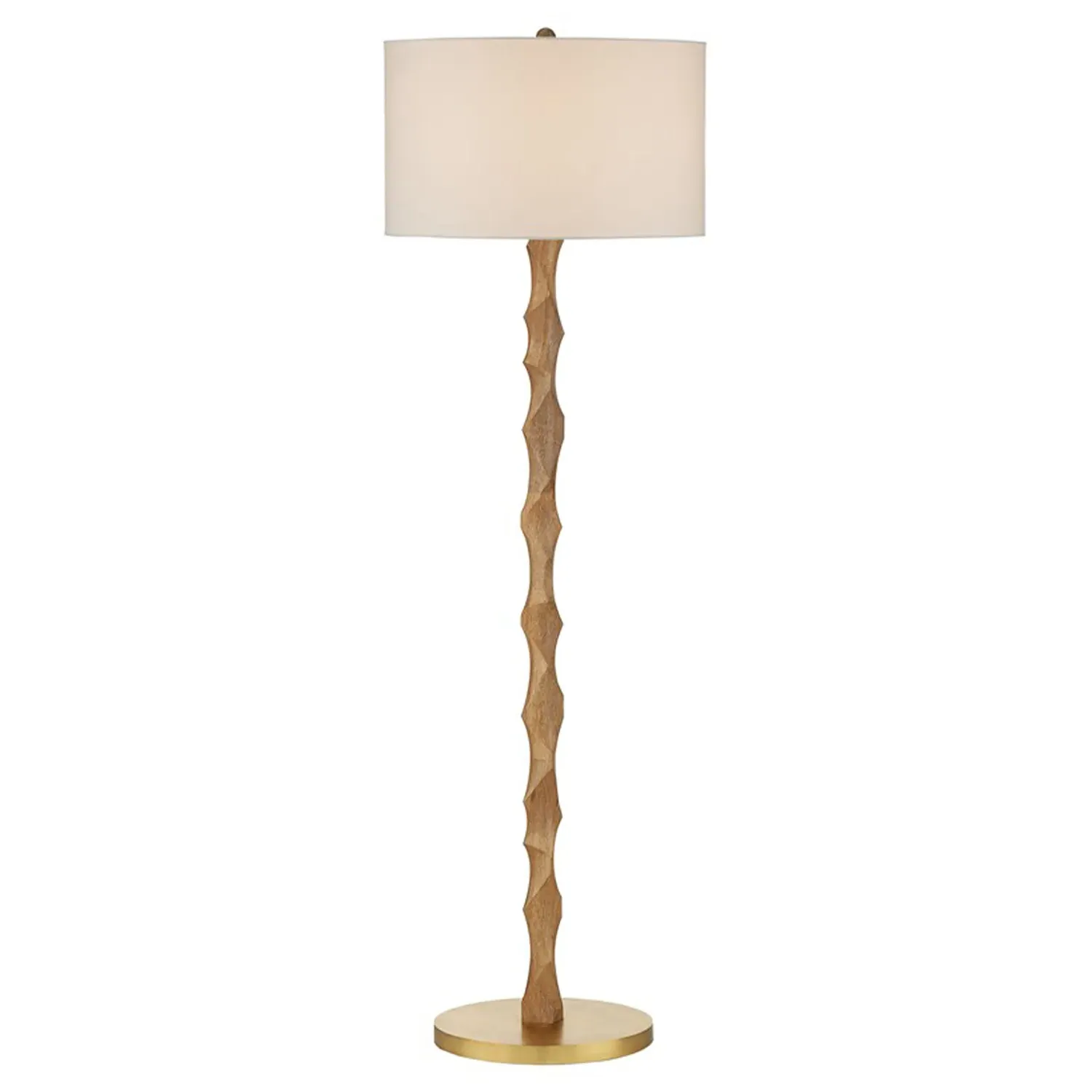 Everly Floor Lamp - Natural Wood, Brass Metal