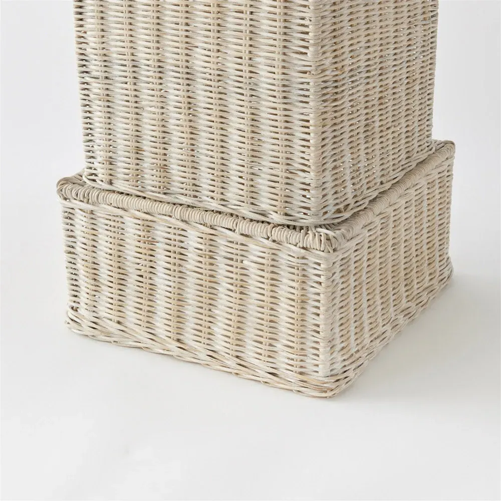 Everly Rattan Plinth Pedestal - Whitewash