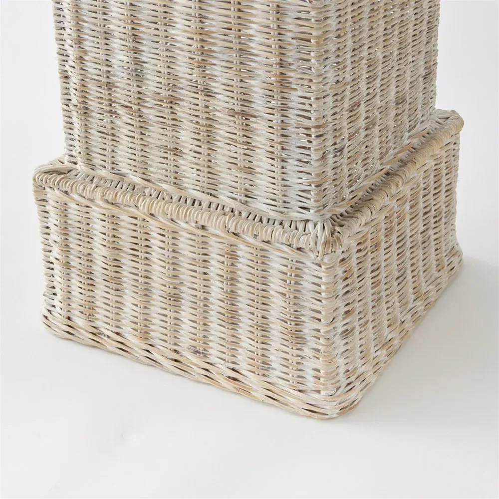 Everly Rattan Plinth Pedestal - Whitewash