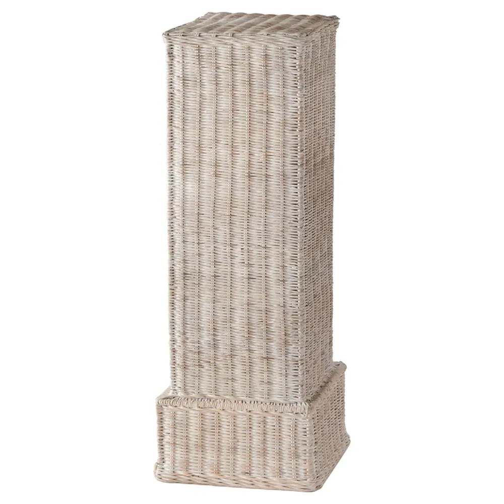 Everly Rattan Plinth Pedestal - Whitewash