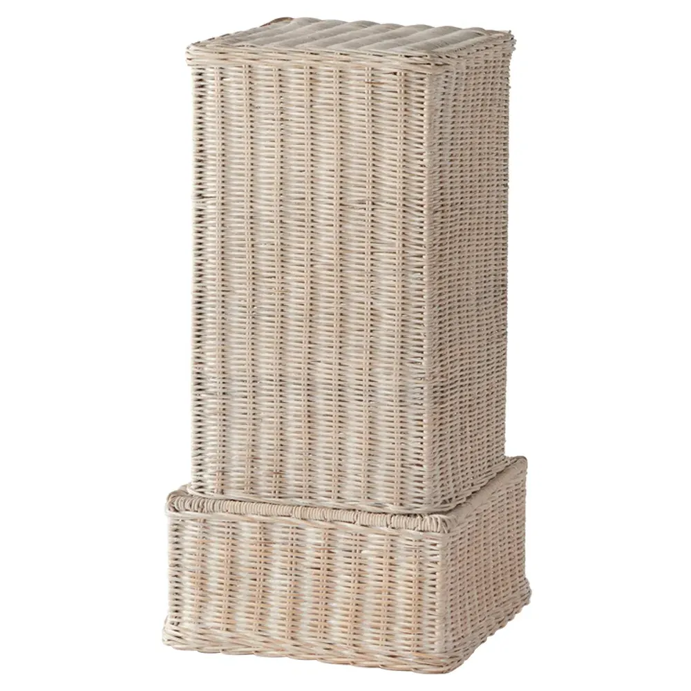 Everly Rattan Plinth Pedestal - Whitewash image