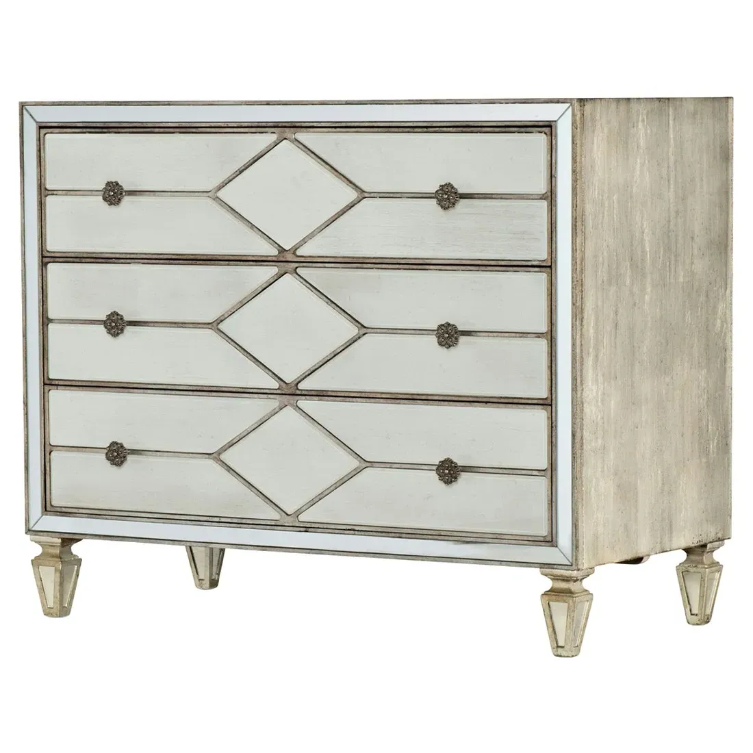 Evie Bachelor Chest with Glass - Silver, Wood image