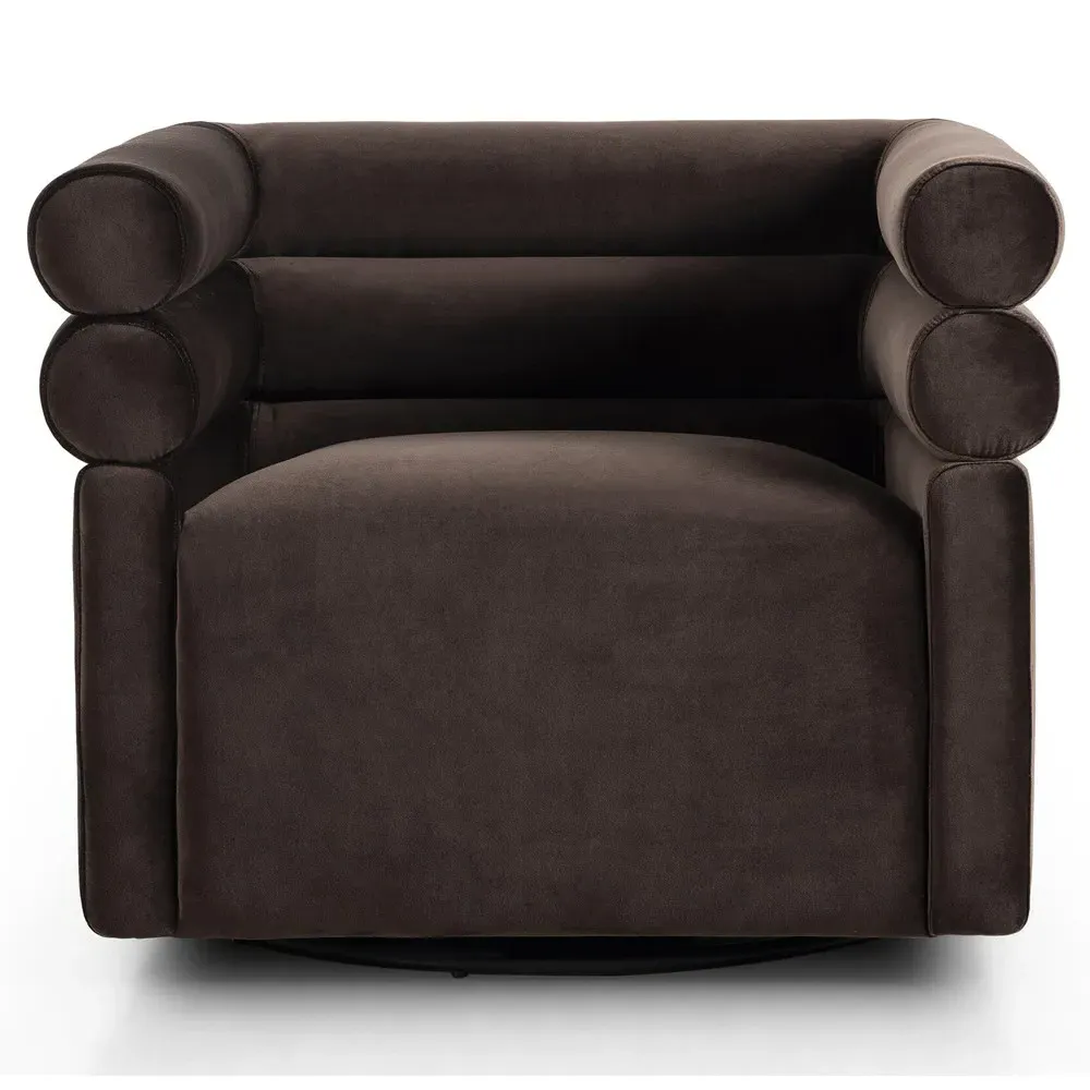 Evie Swivel Chair - Cocoa, Velvet