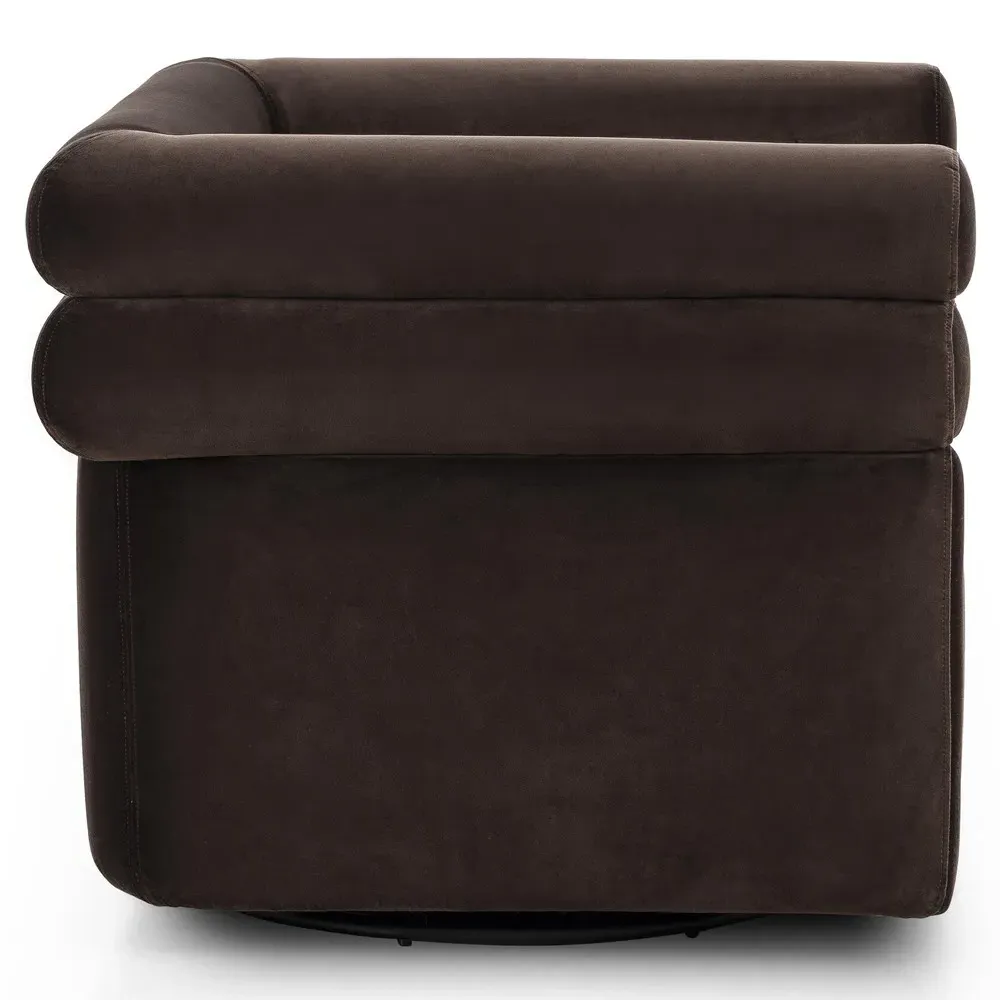 Evie Swivel Chair - Cocoa, Velvet