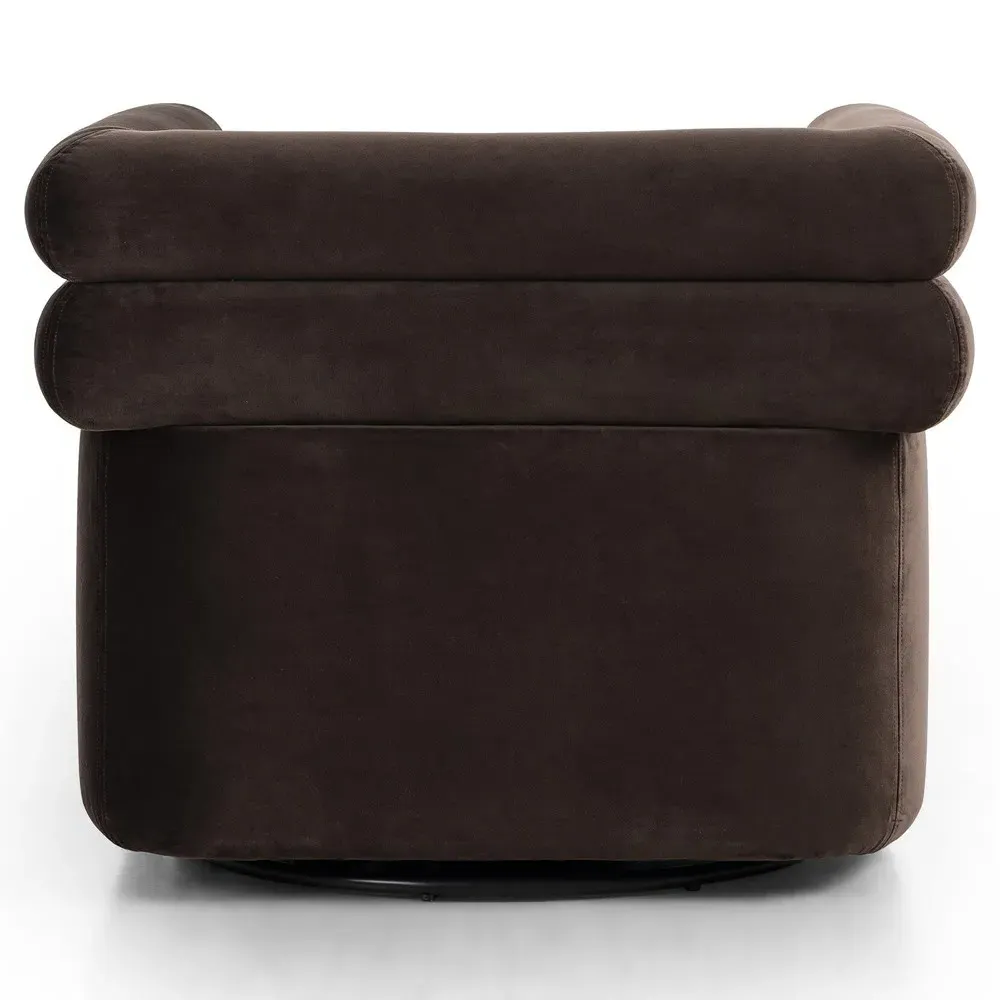 Evie Swivel Chair - Cocoa, Velvet