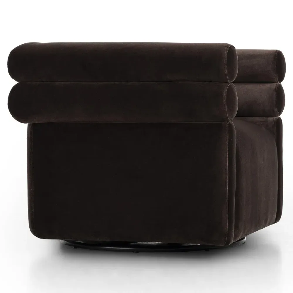 Evie Swivel Chair - Cocoa, Velvet