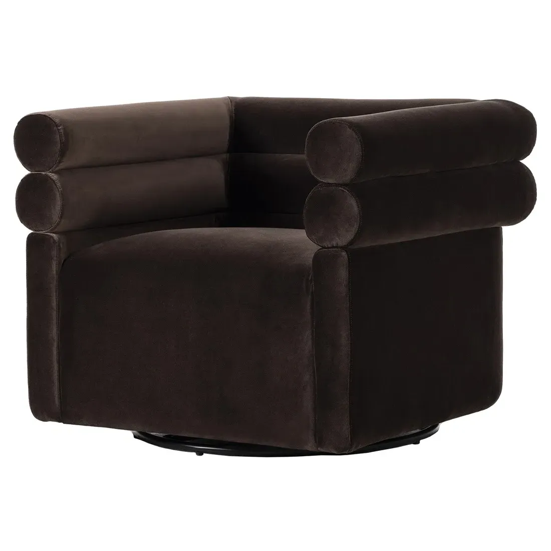 Evie Swivel Chair - Cocoa, Velvet