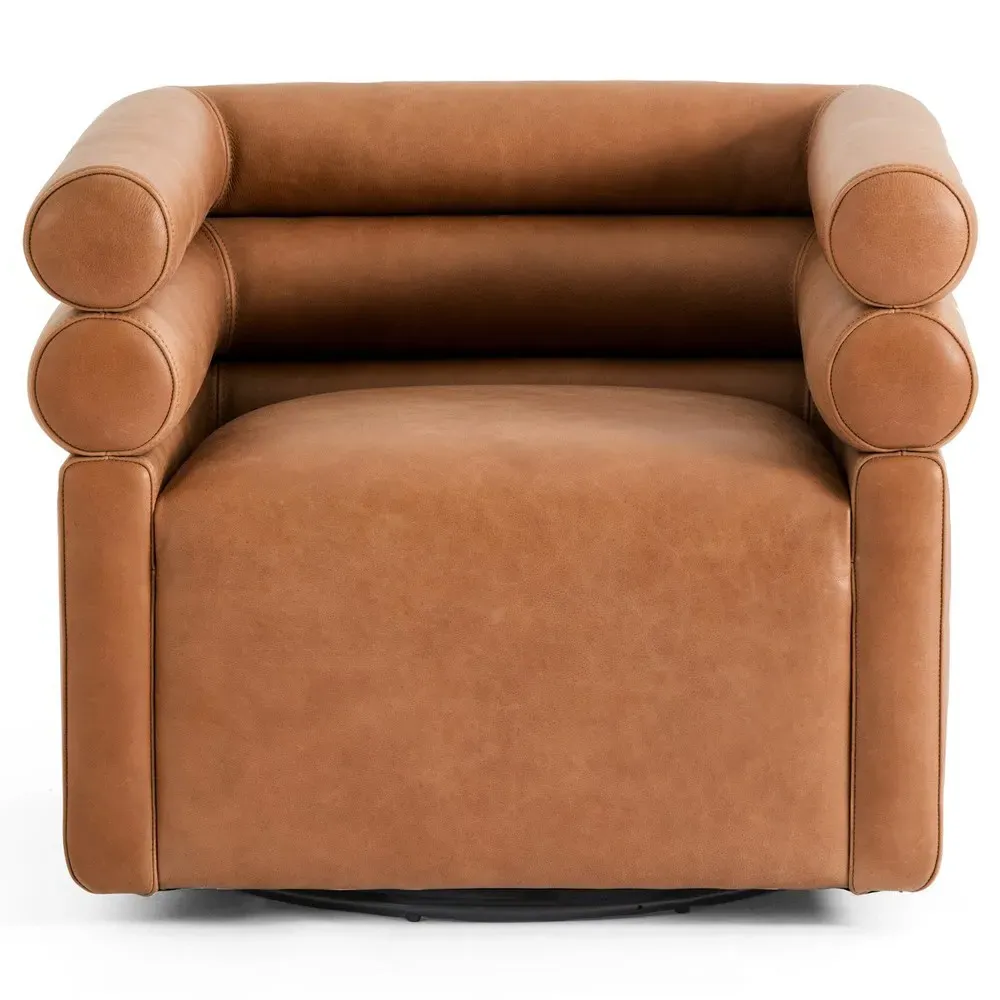 Evie Swivel Chair - Cognac, Leather