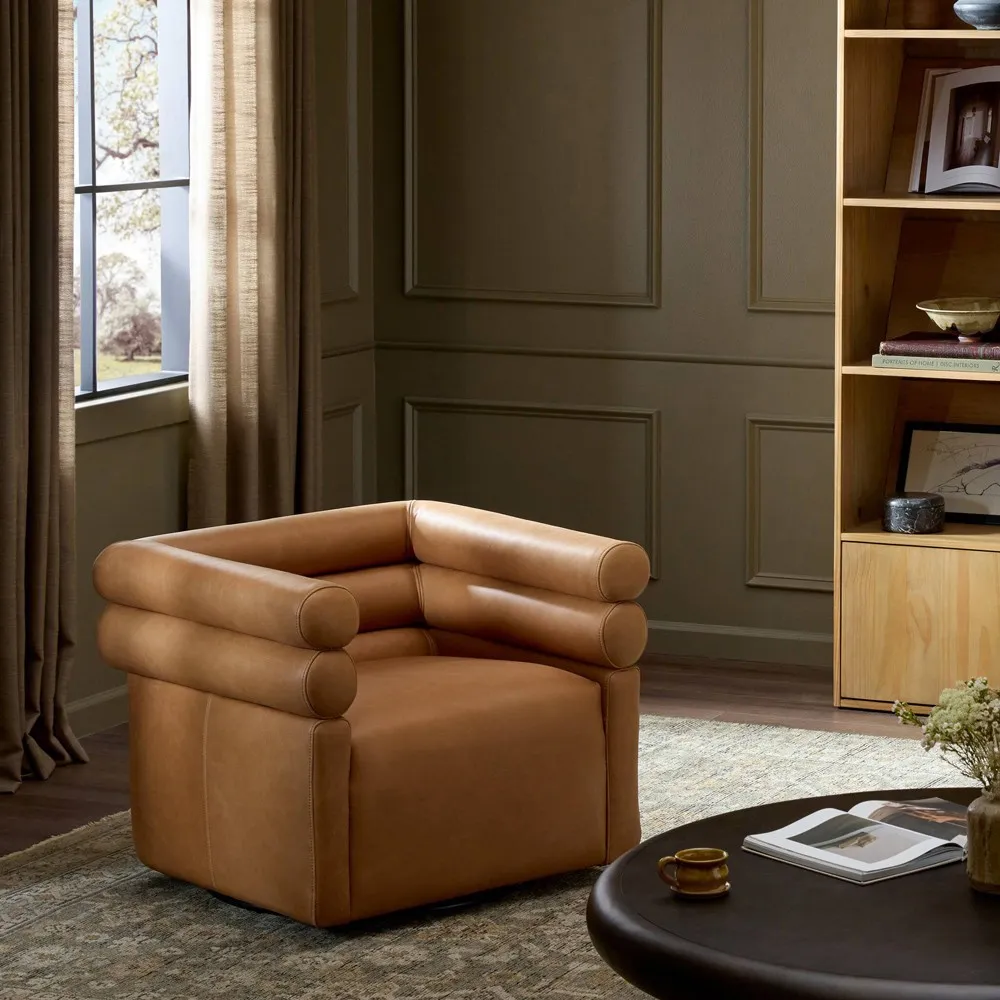 Evie Swivel Chair - Cognac, Leather