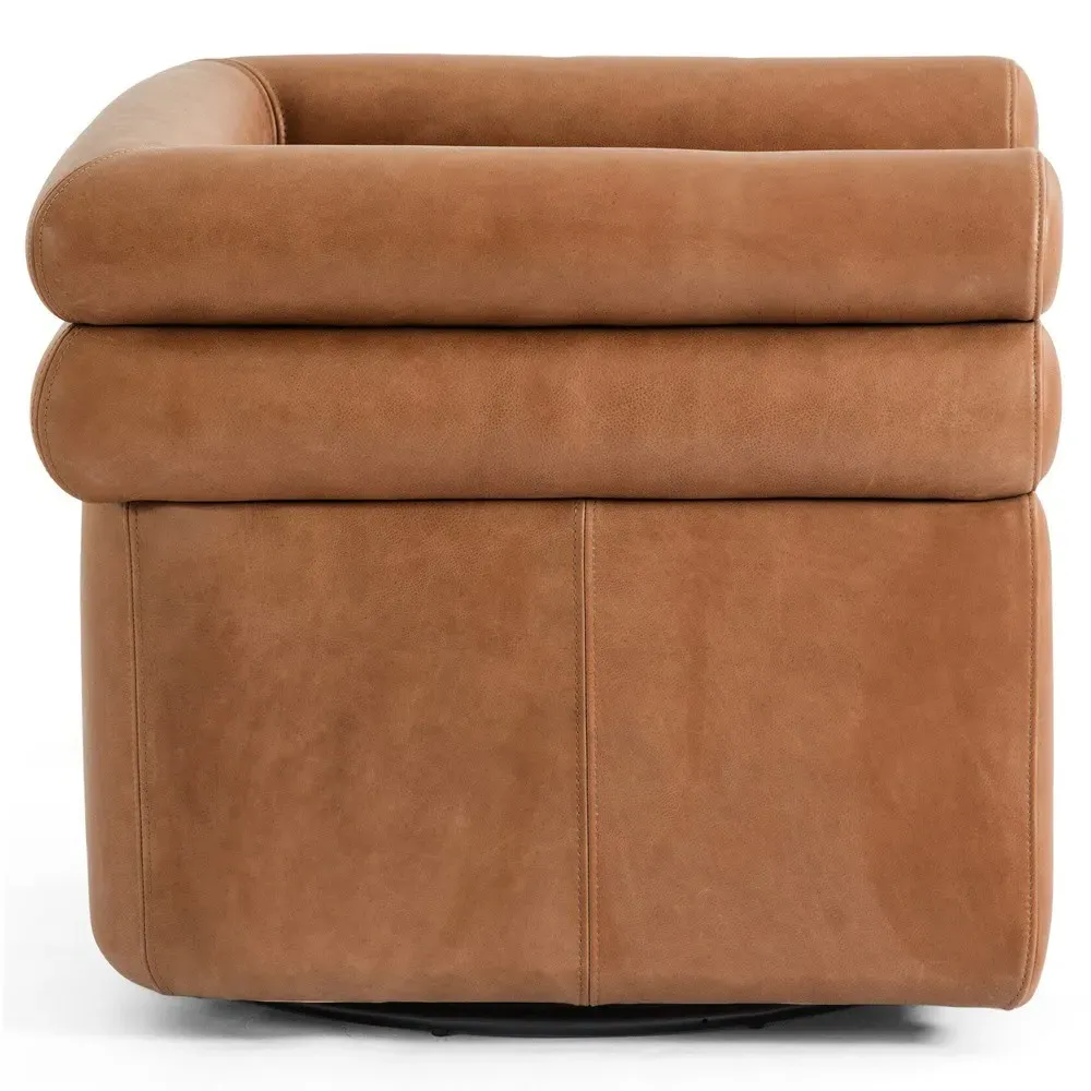 Evie Swivel Chair - Cognac, Leather