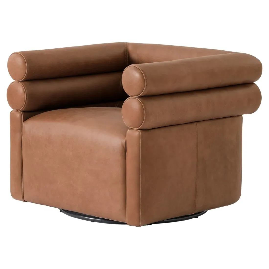 Evie Swivel Chair - Cognac, Leather