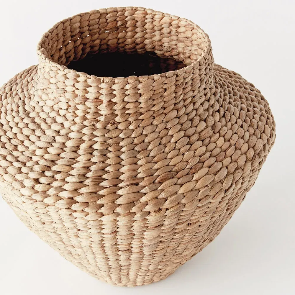 Evienne Round Decorative Vase - Natural, Water Hyacinth