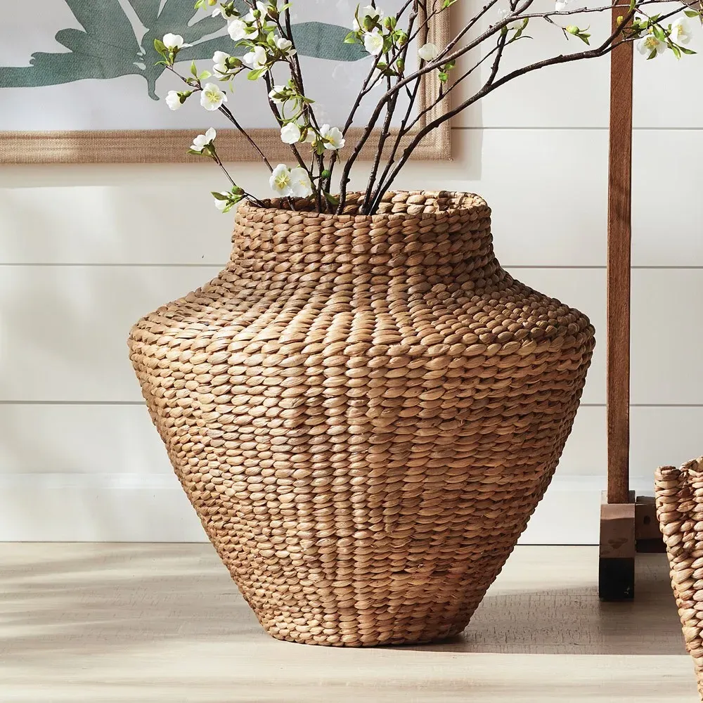 Evienne Round Decorative Vase - Natural, Water Hyacinth