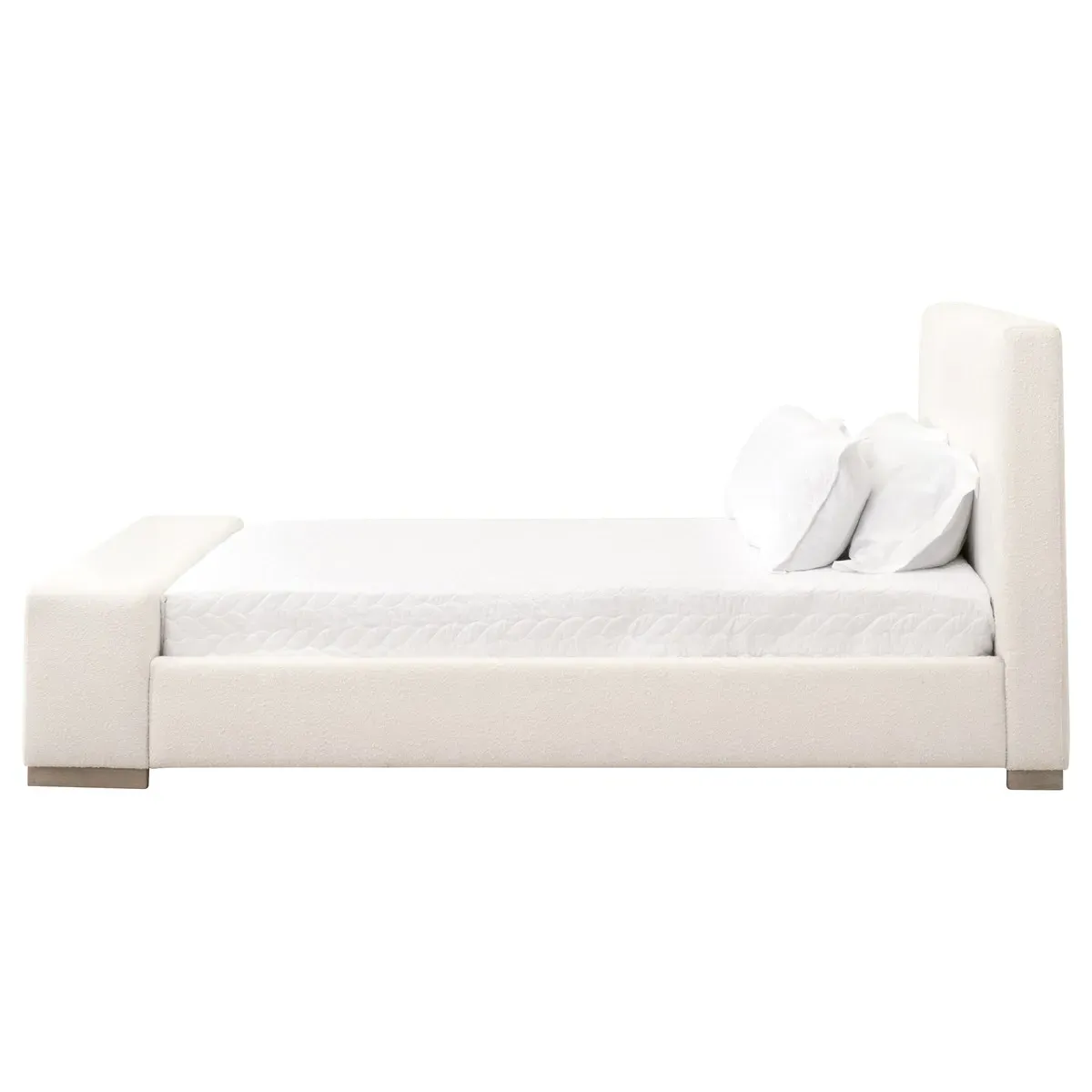 Evren Cal King Upholstered Bed - White, Boucle