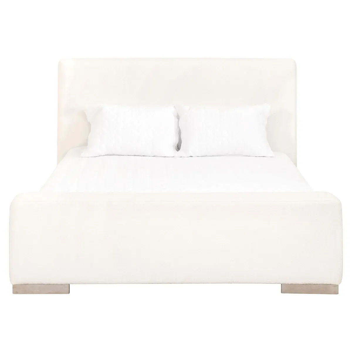 Evren King Upholstered Bed - White, Boucle