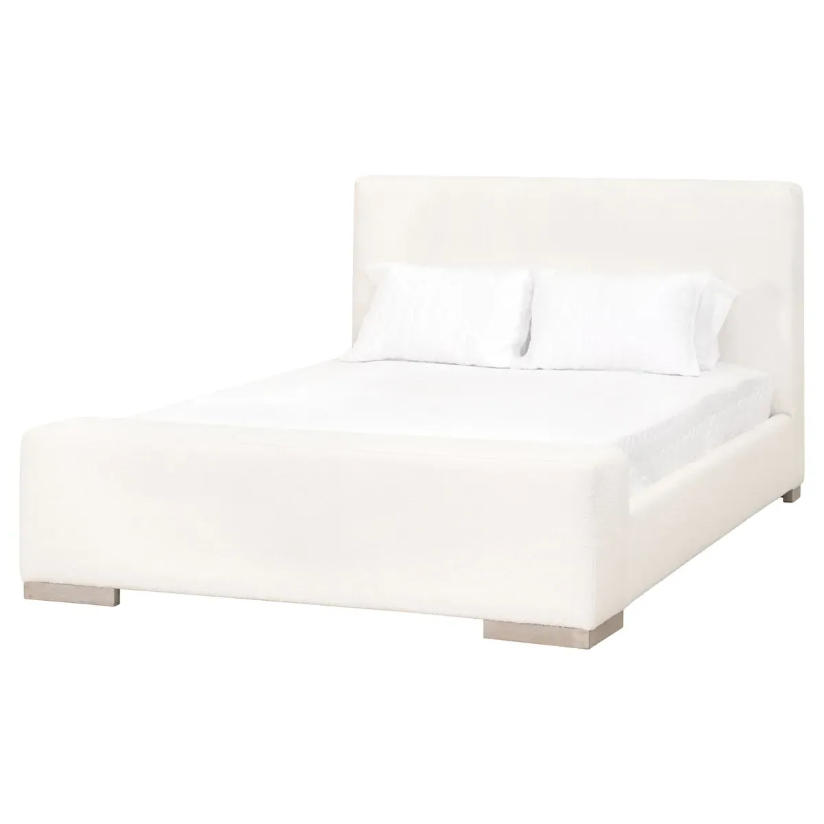 Evren Queen Upholstered Bed - White, Boucle