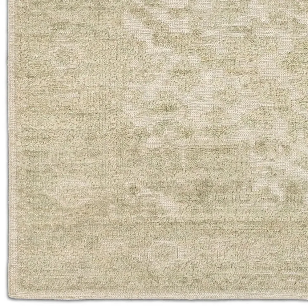 Evric Patterned Hand Knotted Rug Sample - Green, Wool