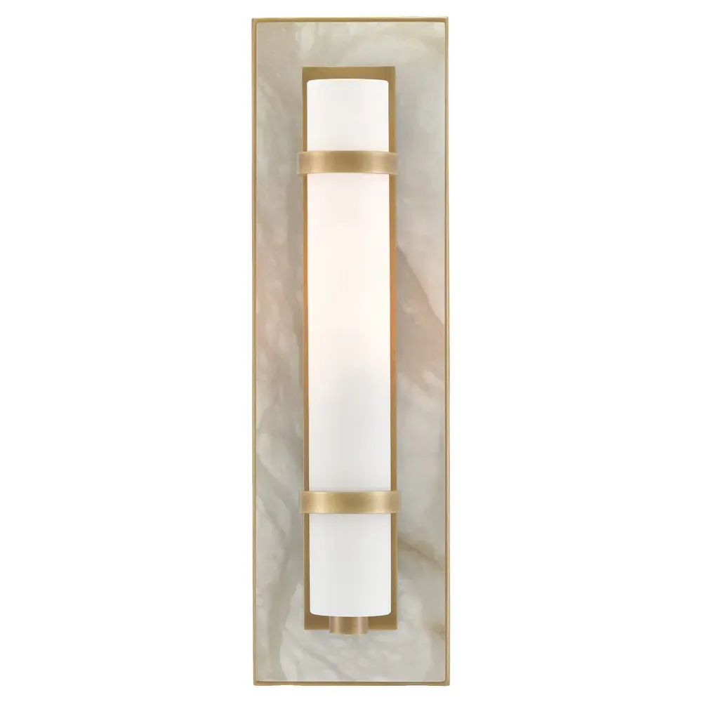 Ezar Mid Century Wall Sconce - Brass, Alabaster