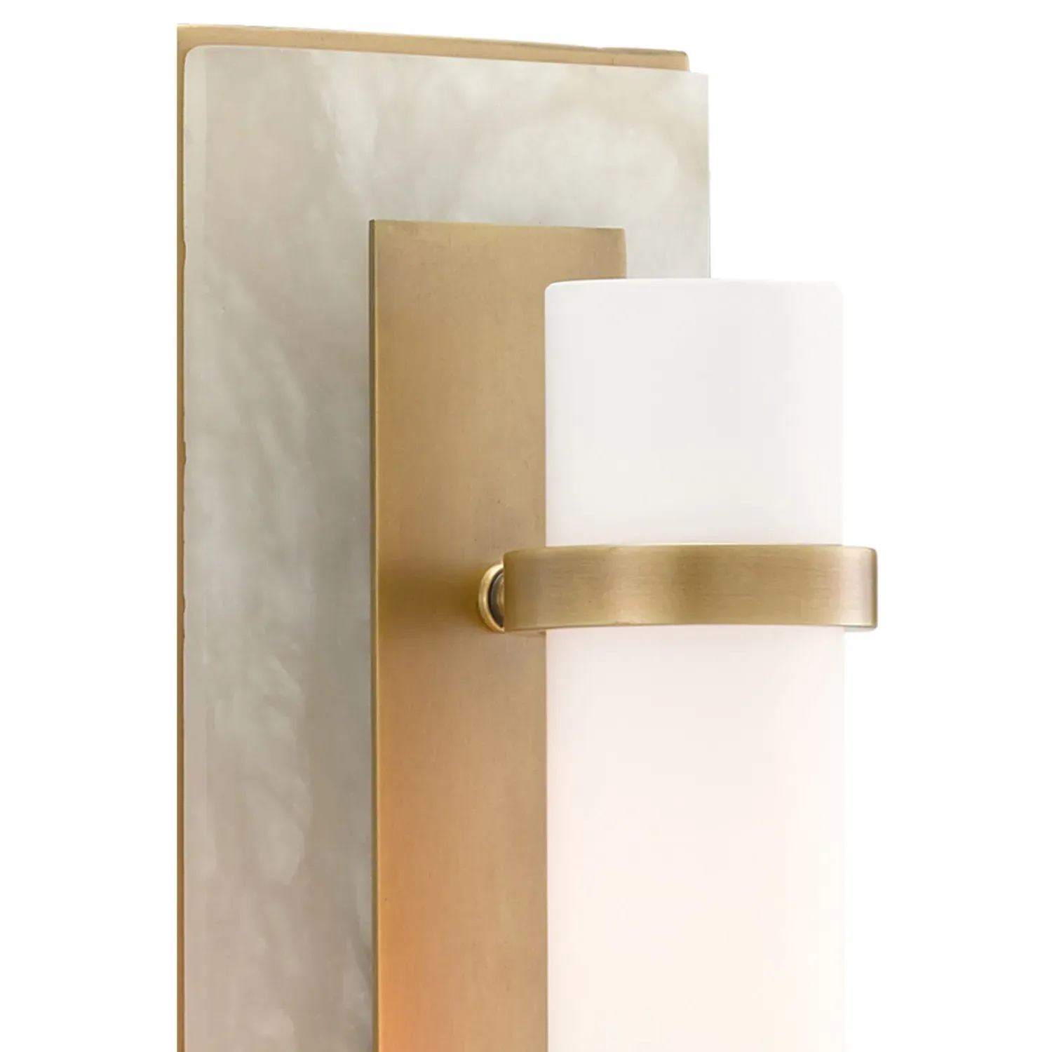 Ezar Mid Century Wall Sconce - Brass, Alabaster