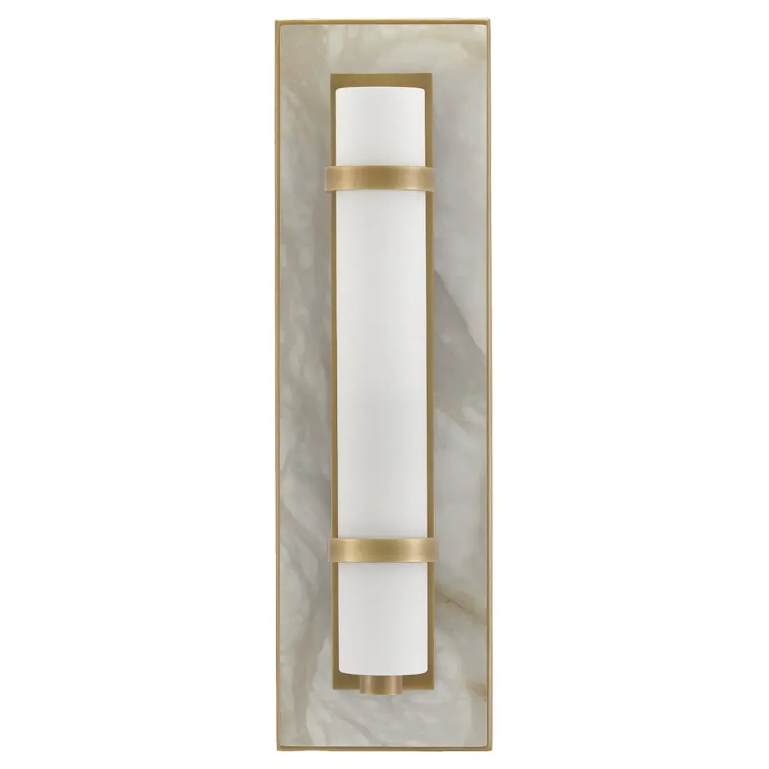 Ezar Mid Century Wall Sconce - Brass, Alabaster image