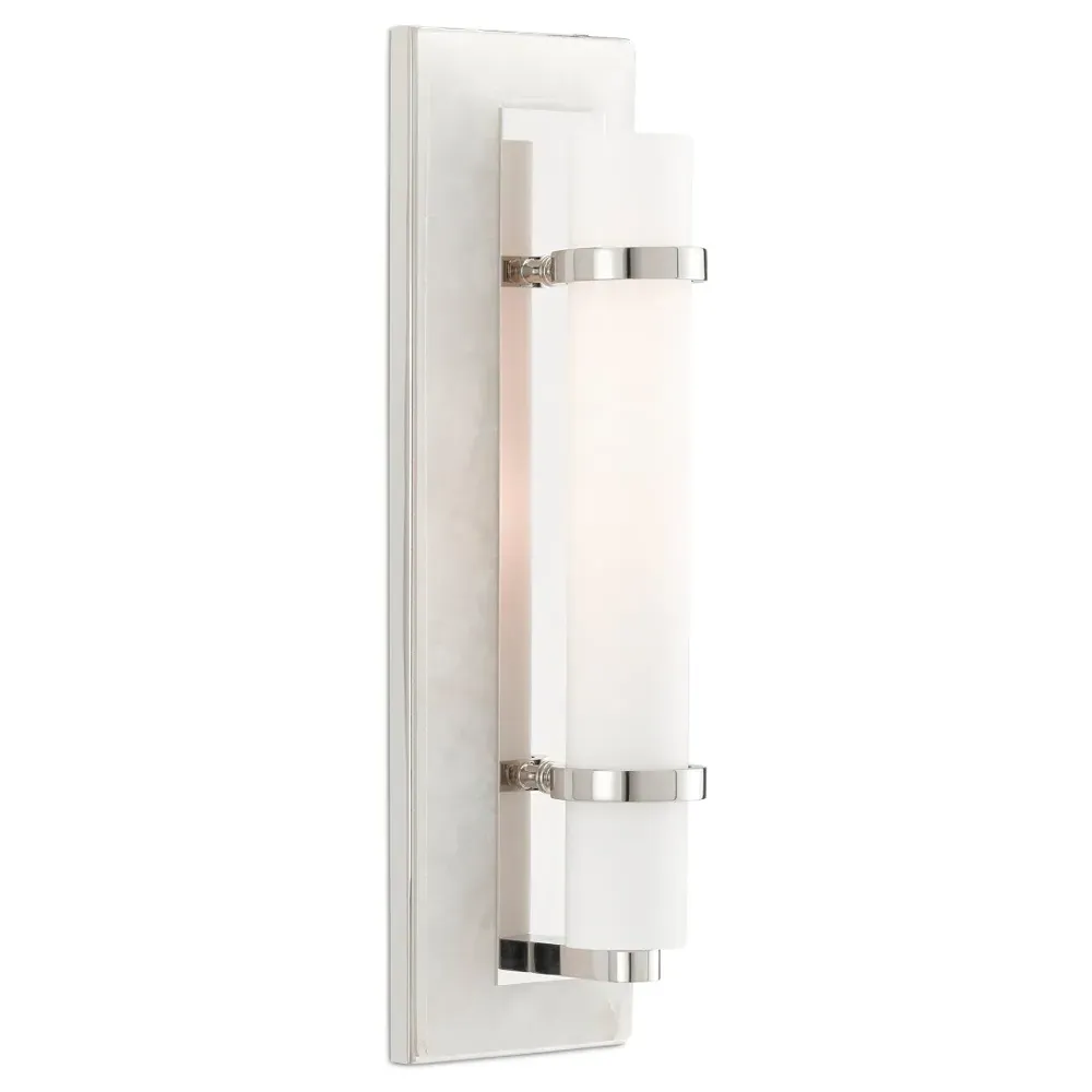 Ezar Wall Sconce - Polished Nickel, Alabaster