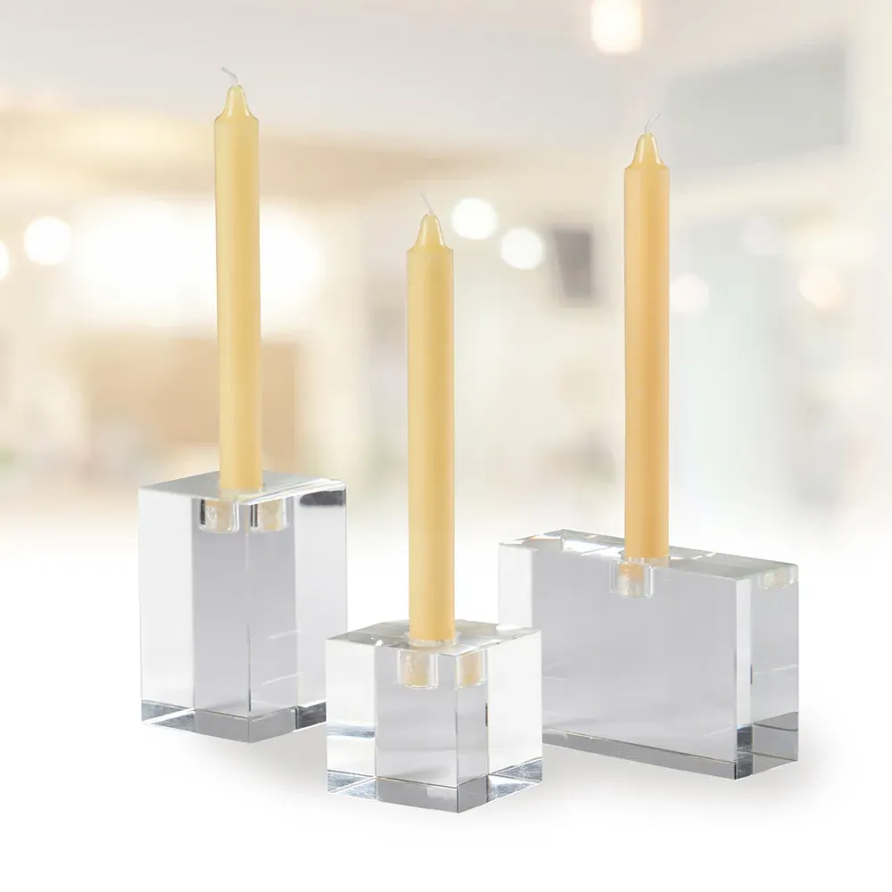 Ezekiel Crystal Candlestick Set of 3 - Clear