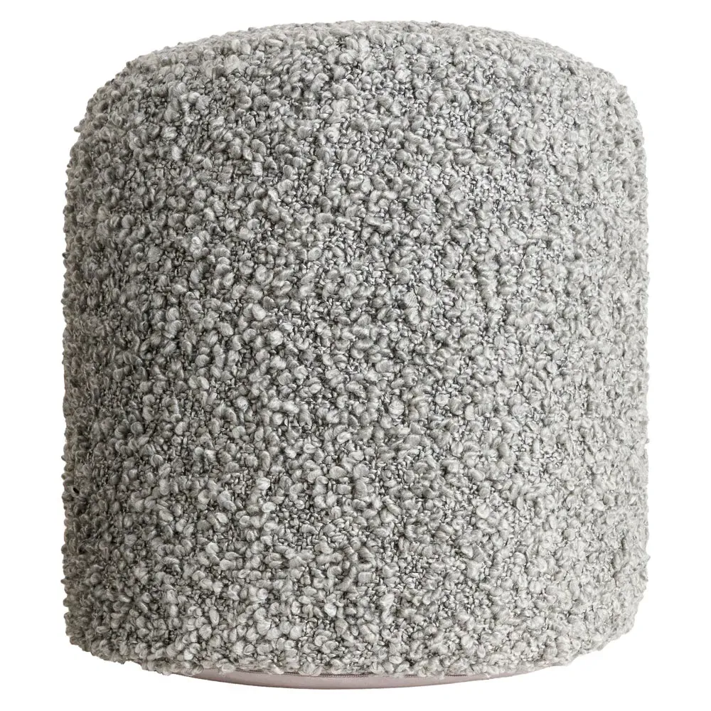 Ezekiel Round Pouf - Grey, Polyester
