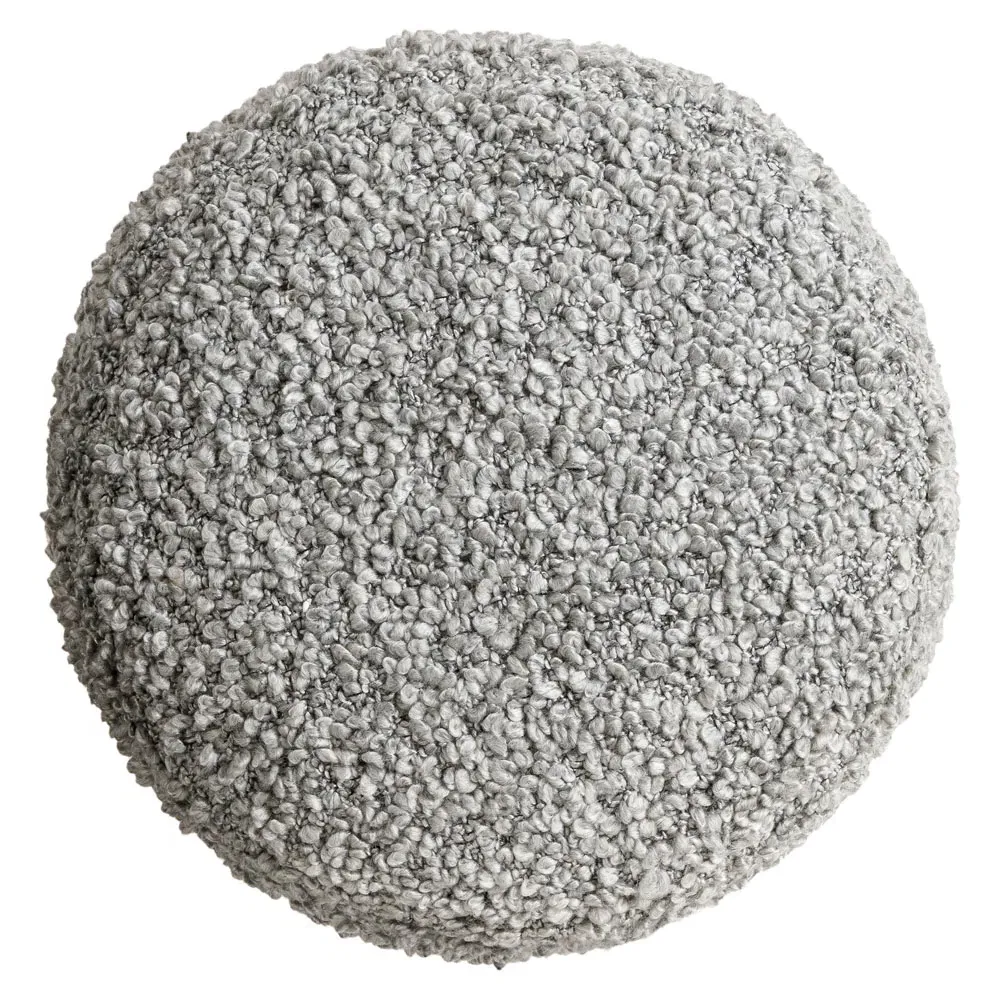 Ezekiel Round Pouf - Grey, Polyester