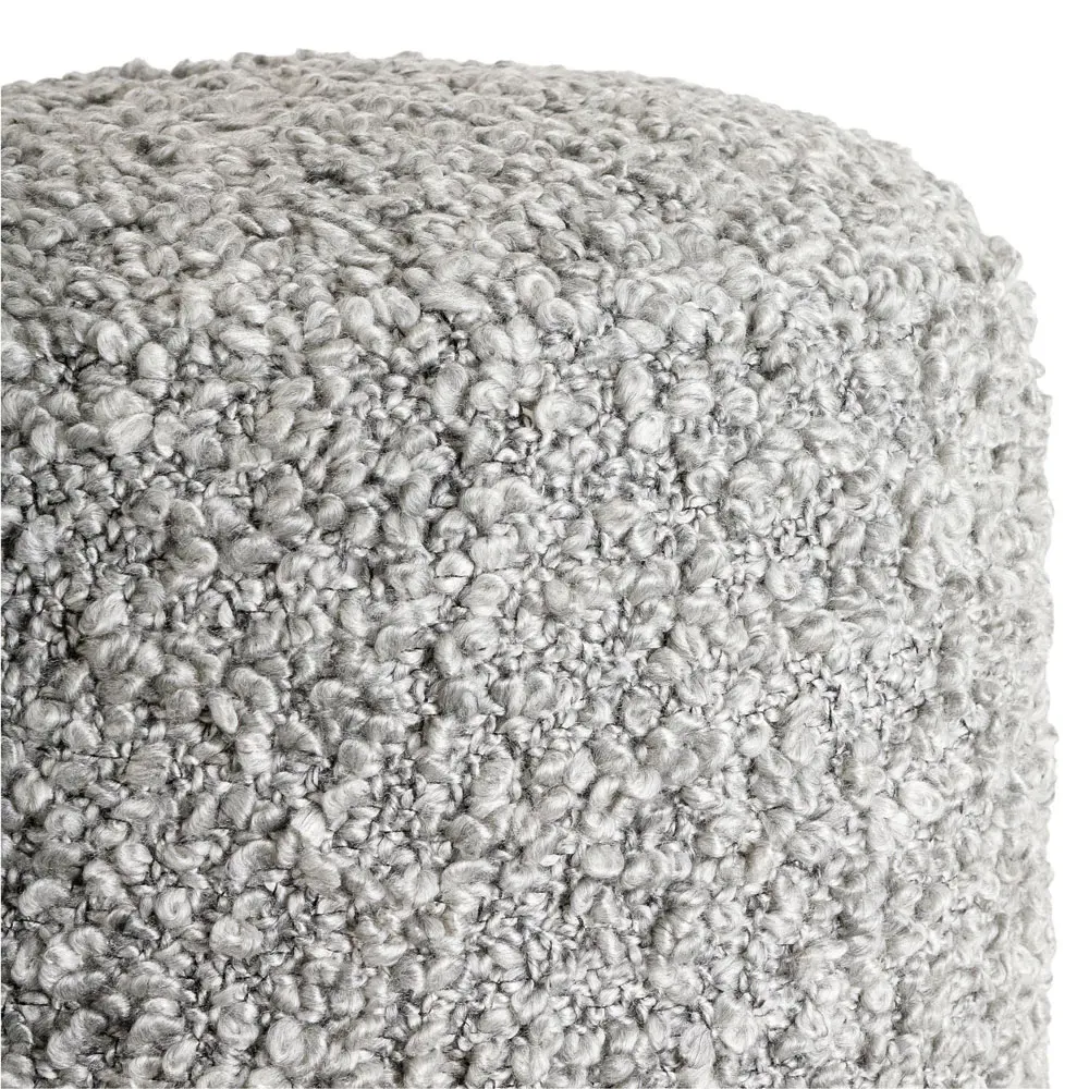 Ezekiel Round Pouf - Grey, Polyester