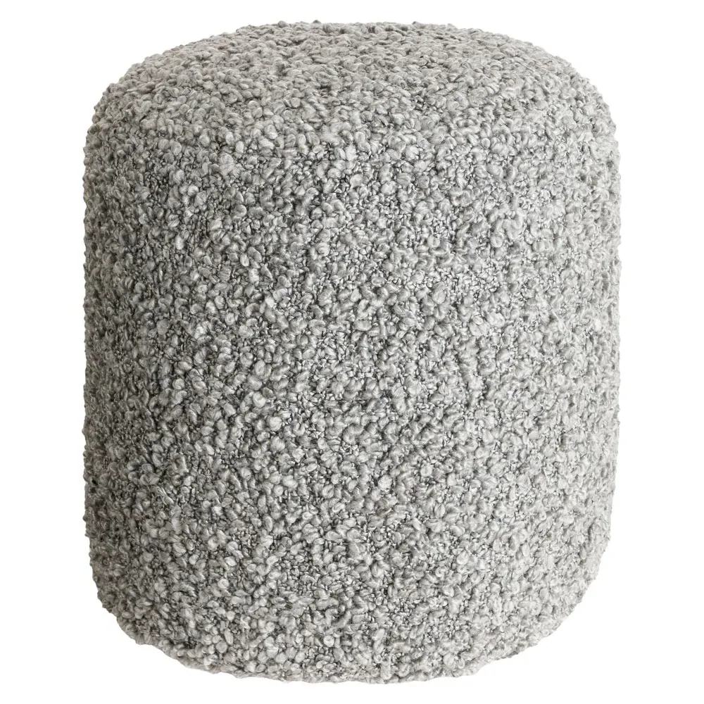 Ezekiel Round Pouf - Grey, Polyester image