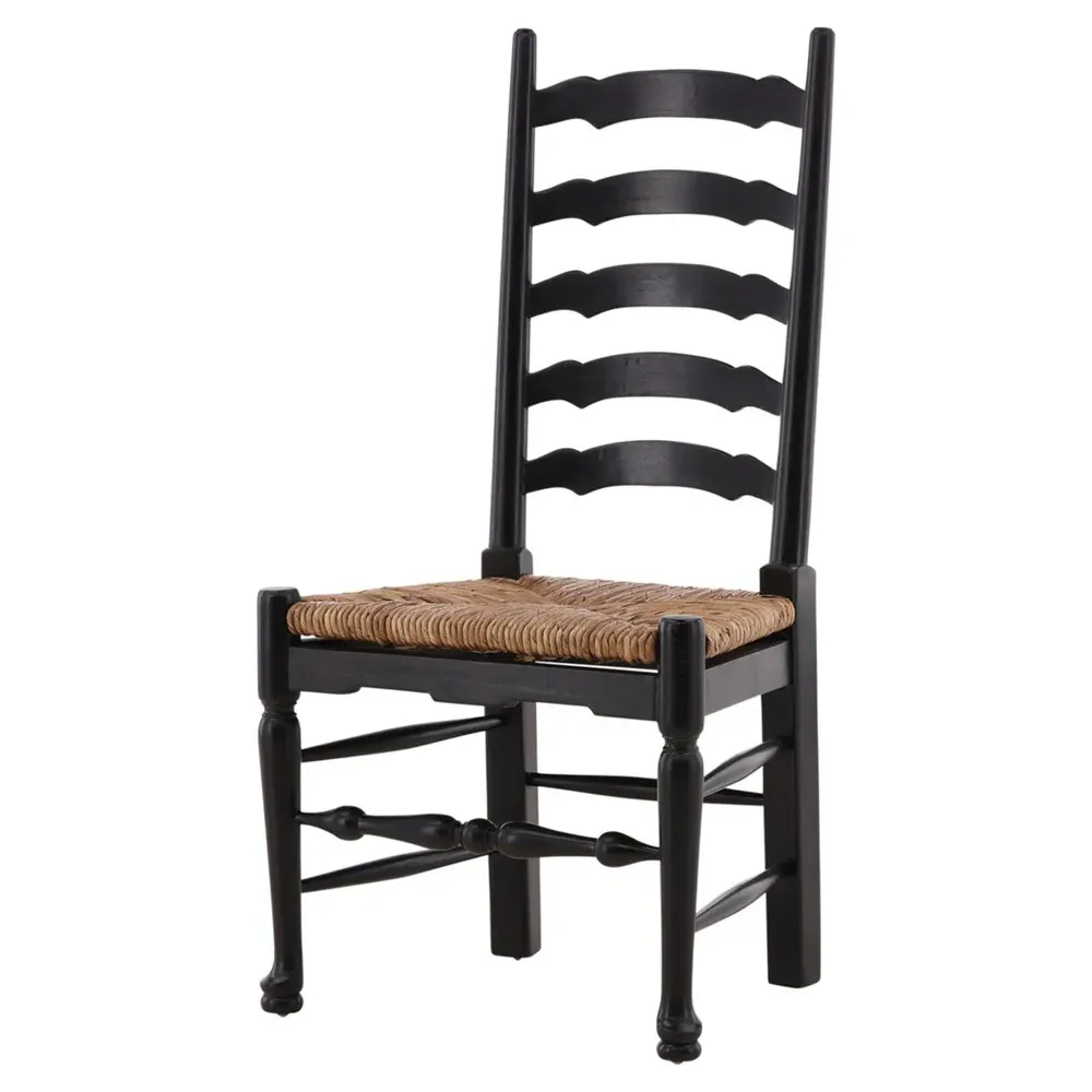 Ezra Ladderback Dining Chair - Black, Mahogany
