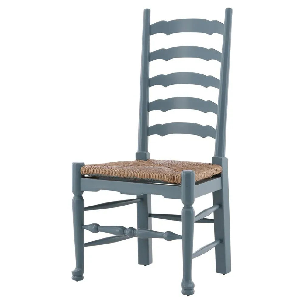 Ezra Ladderback Dining Chair - Blue, Mahogany