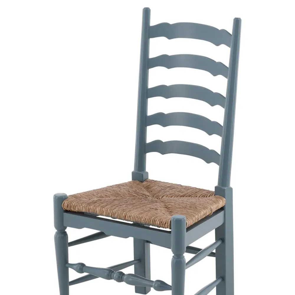 Ezra Ladderback Dining Chair - Blue, Mahogany