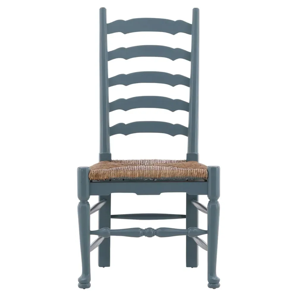 Ezra Ladderback Dining Chair - Blue, Mahogany