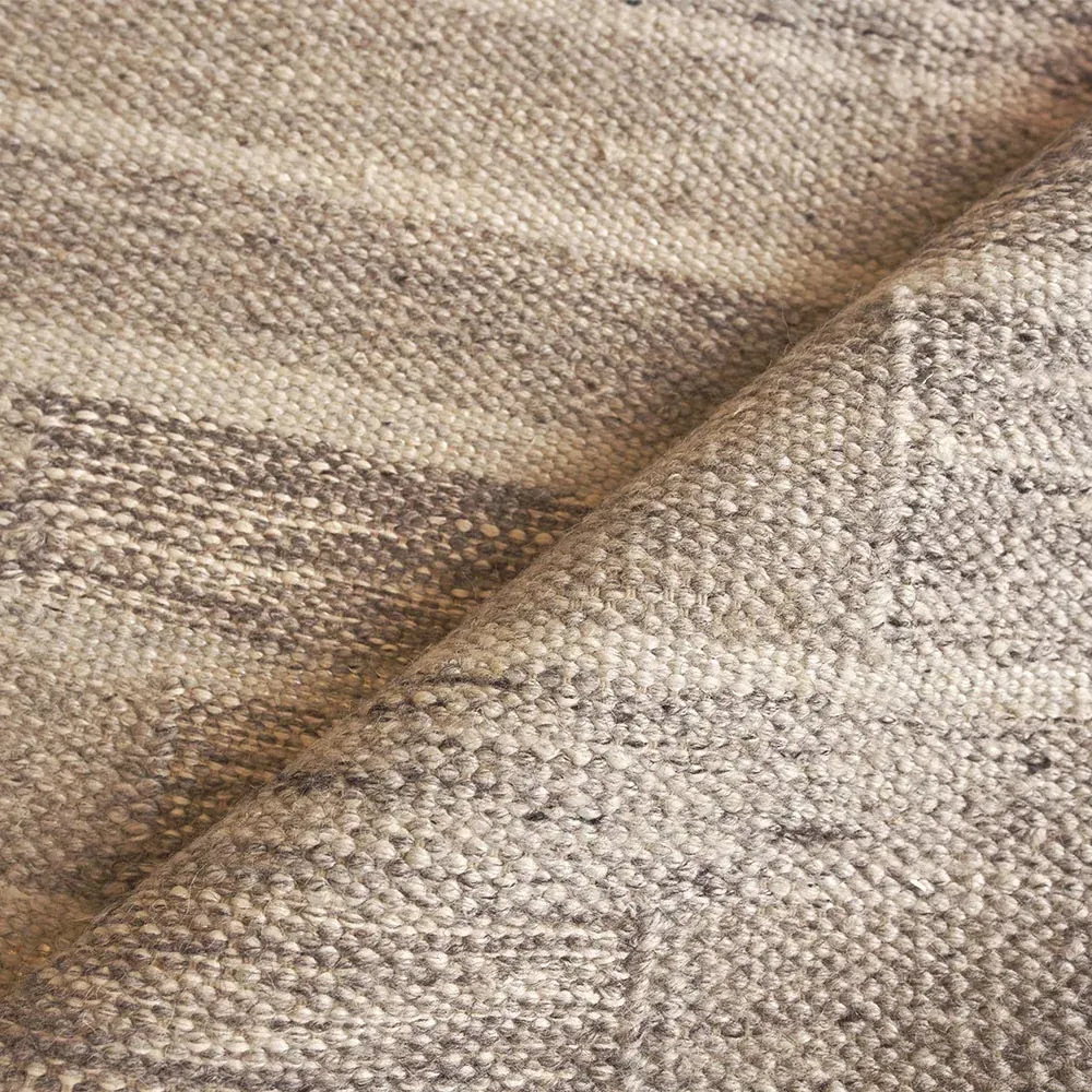 Ezra Linear Patterned Rug - Beige, Wool