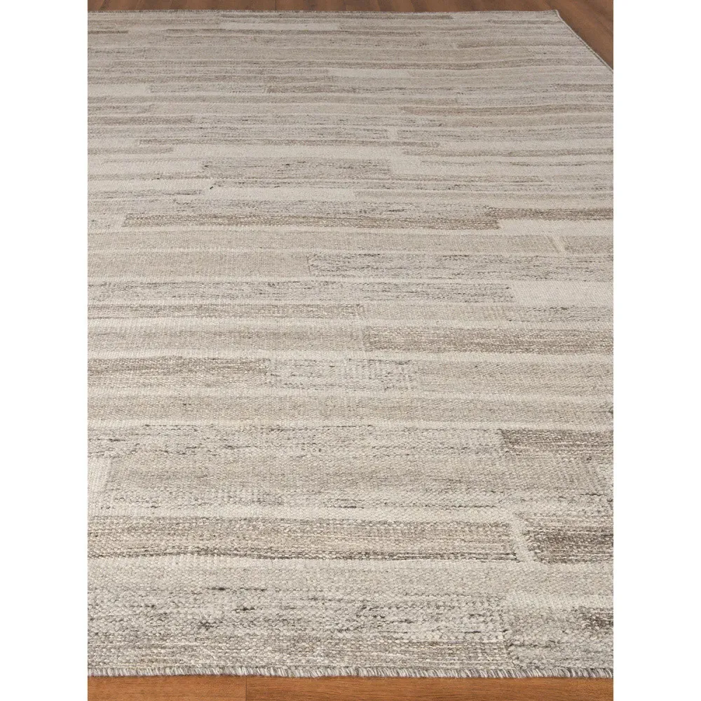 Ezra Linear Patterned Rug Sample - Beige, Wool