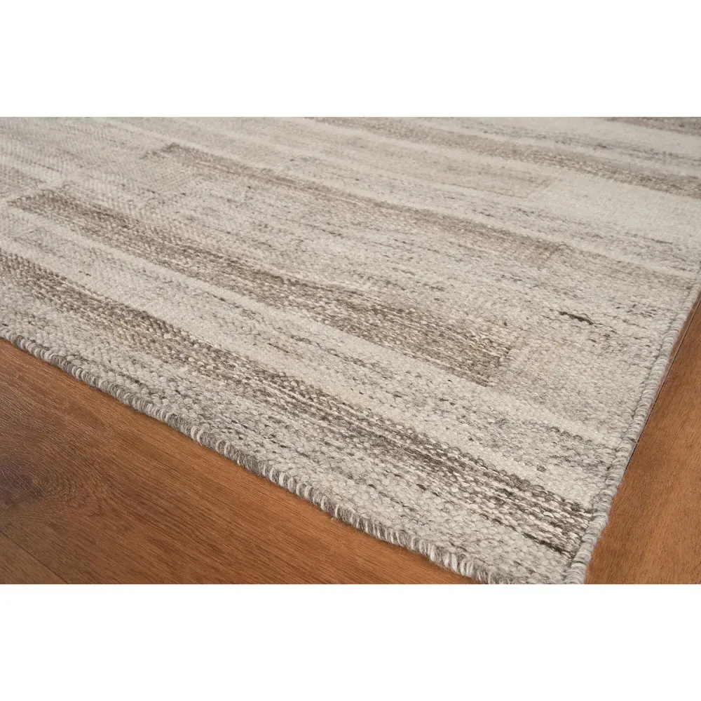 Ezra Linear Patterned Rug Sample - Beige, Wool