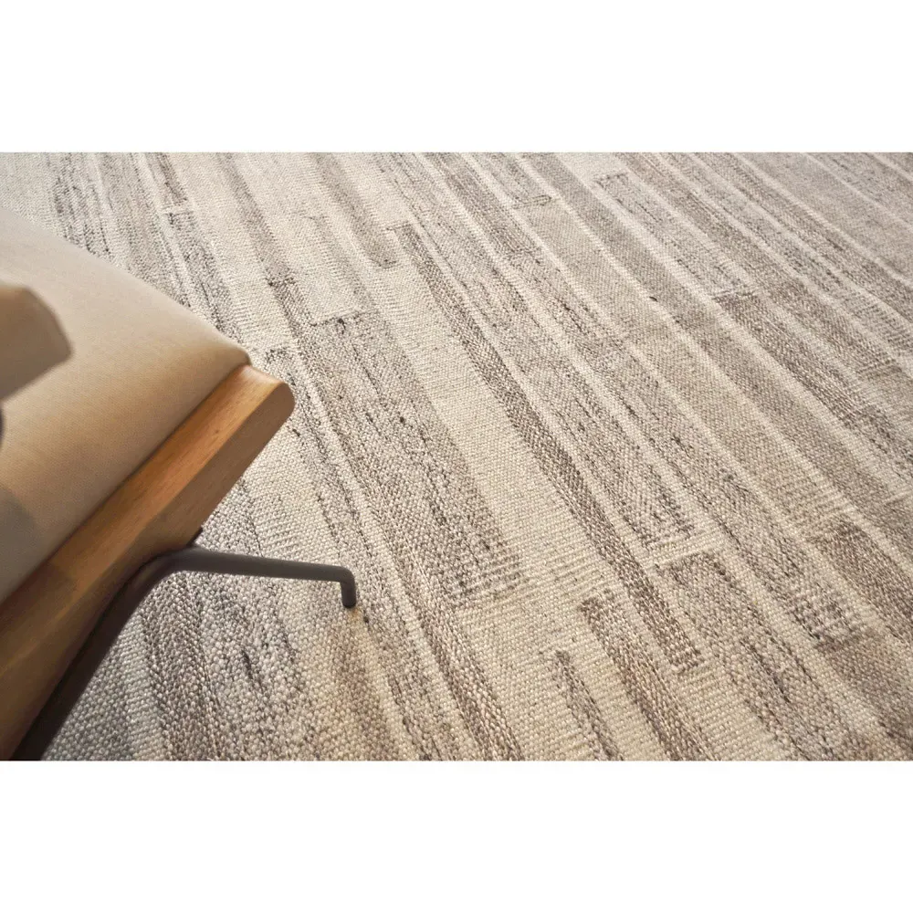 Ezra Linear Patterned Rug Sample - Beige, Wool