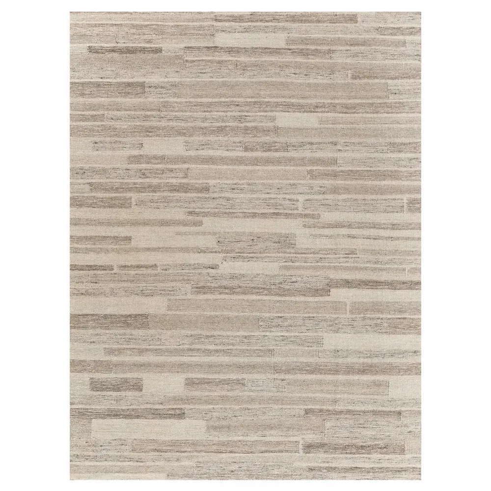 Ezra Linear Patterned Rug Sample - Beige, Wool image