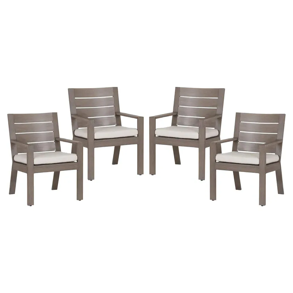 Ezra Outdoor Dining Arm Chair - Taupe Grey, Aluminum