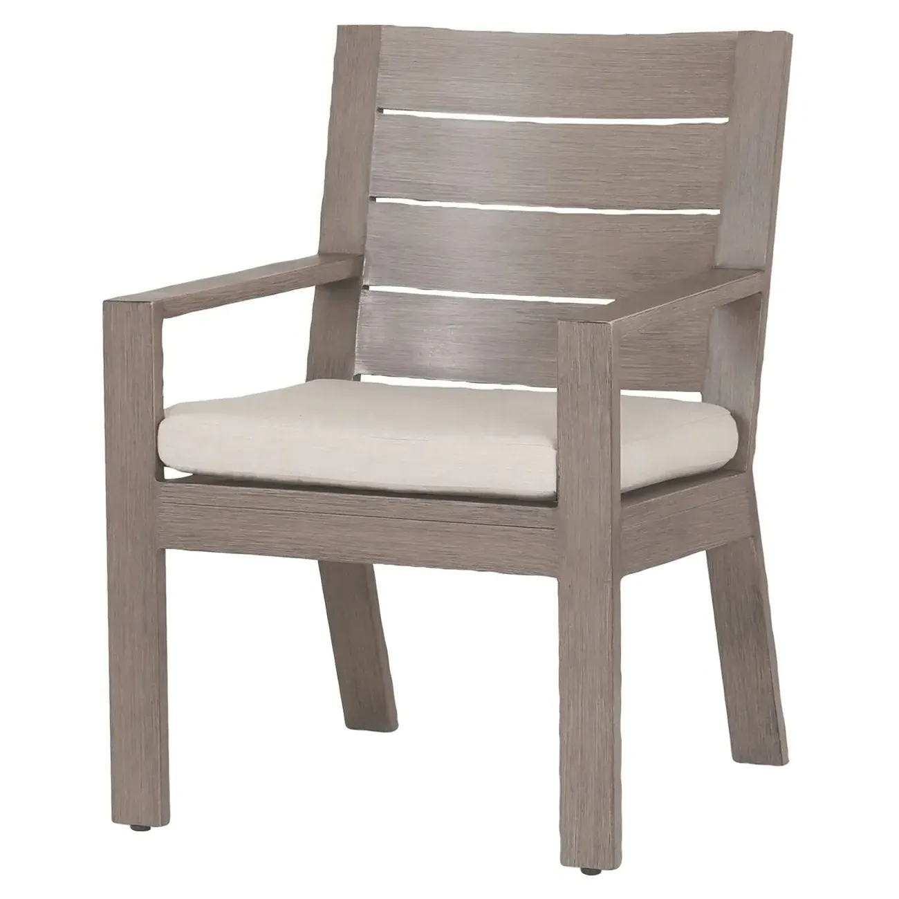 Ezra Outdoor Dining Arm Chair - Taupe Grey, Aluminum