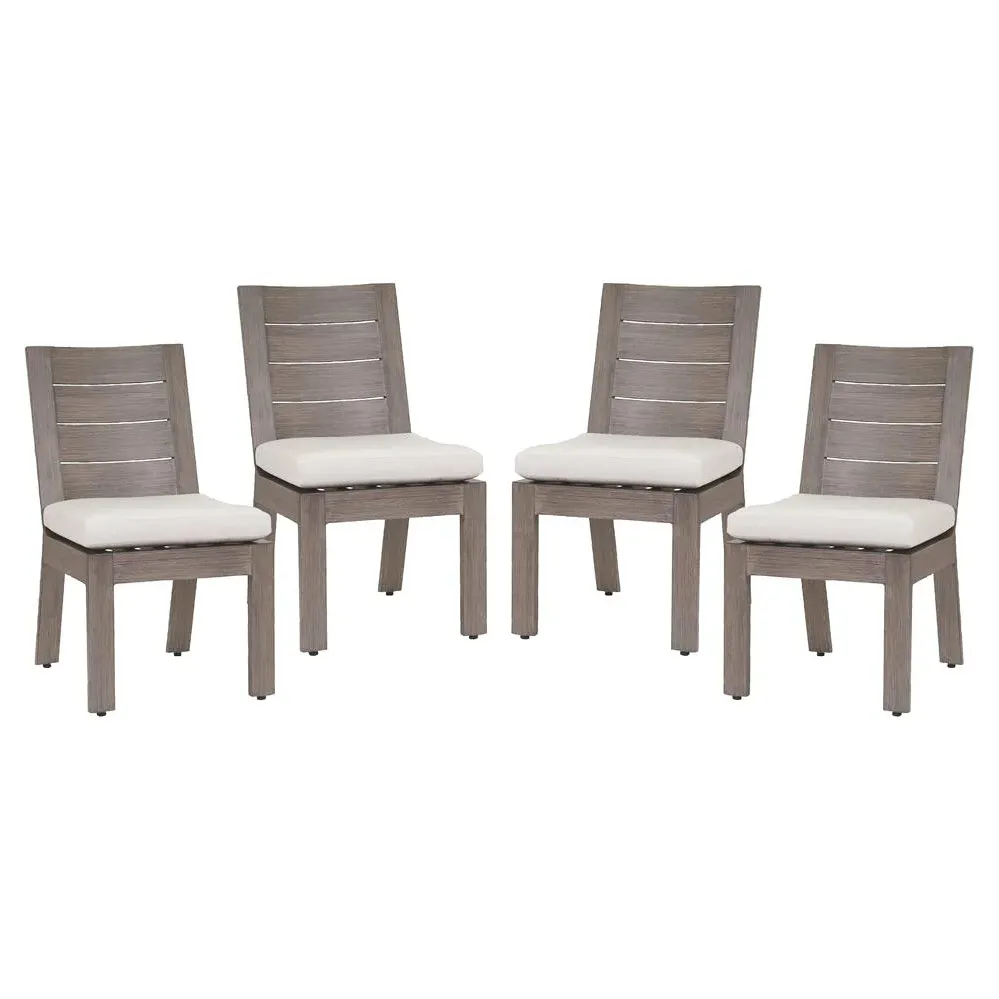 Ezra Outdoor Dining Side Chair - Taupe Grey, Aluminum