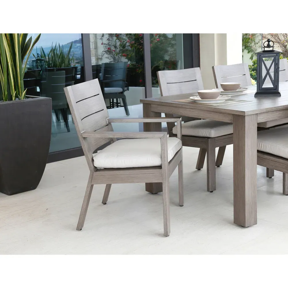 Ezra Outdoor Dining Side Chair - Taupe Grey, Aluminum