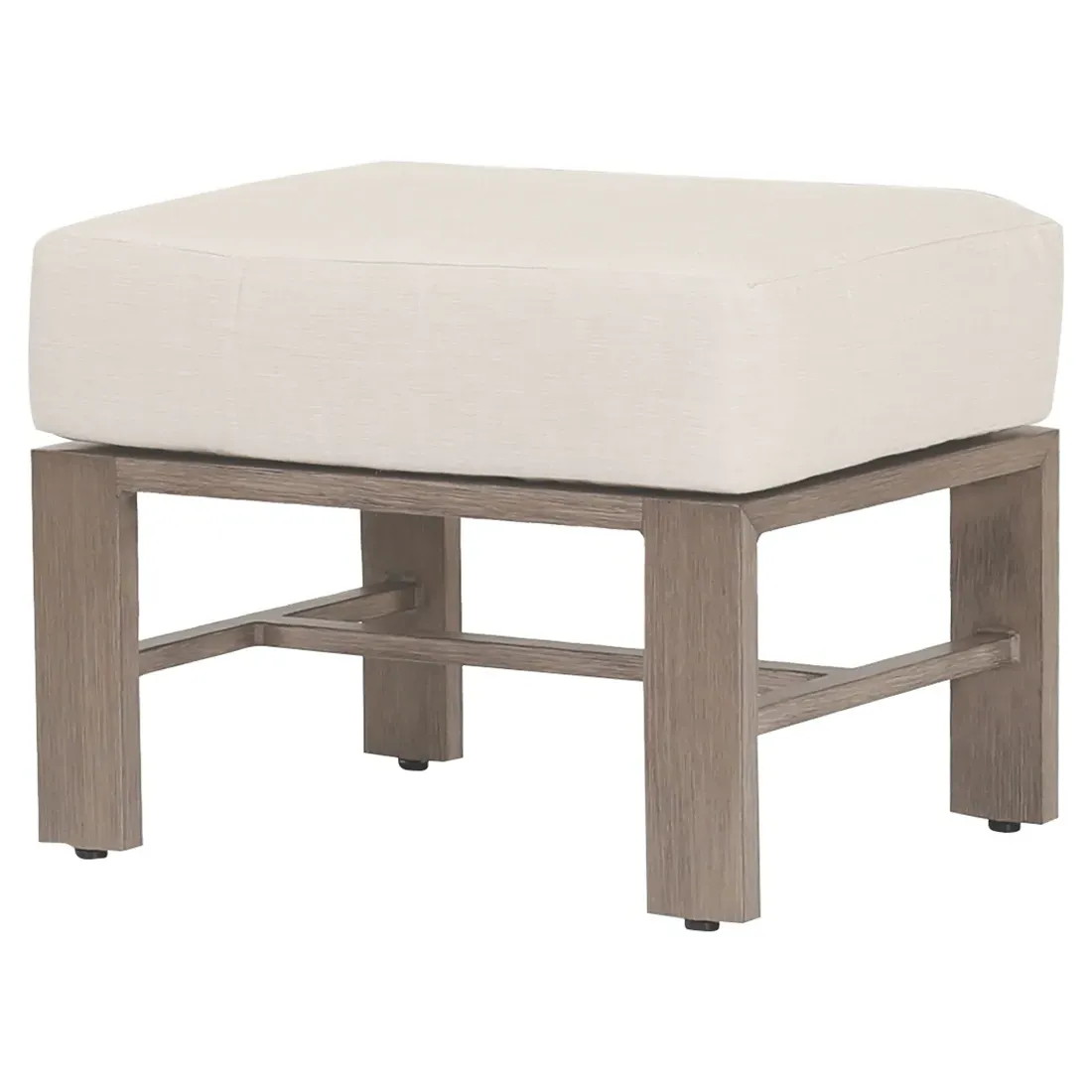 Ezra Outdoor Ottoman - Taupe Grey, Aluminum image