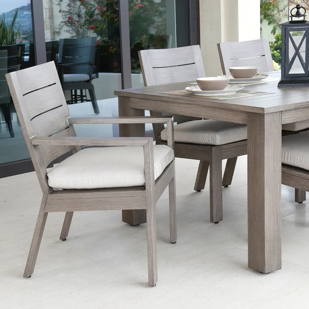 Ezra Rectangular Outdoor Dining Table - Taupe Grey, Aluminum