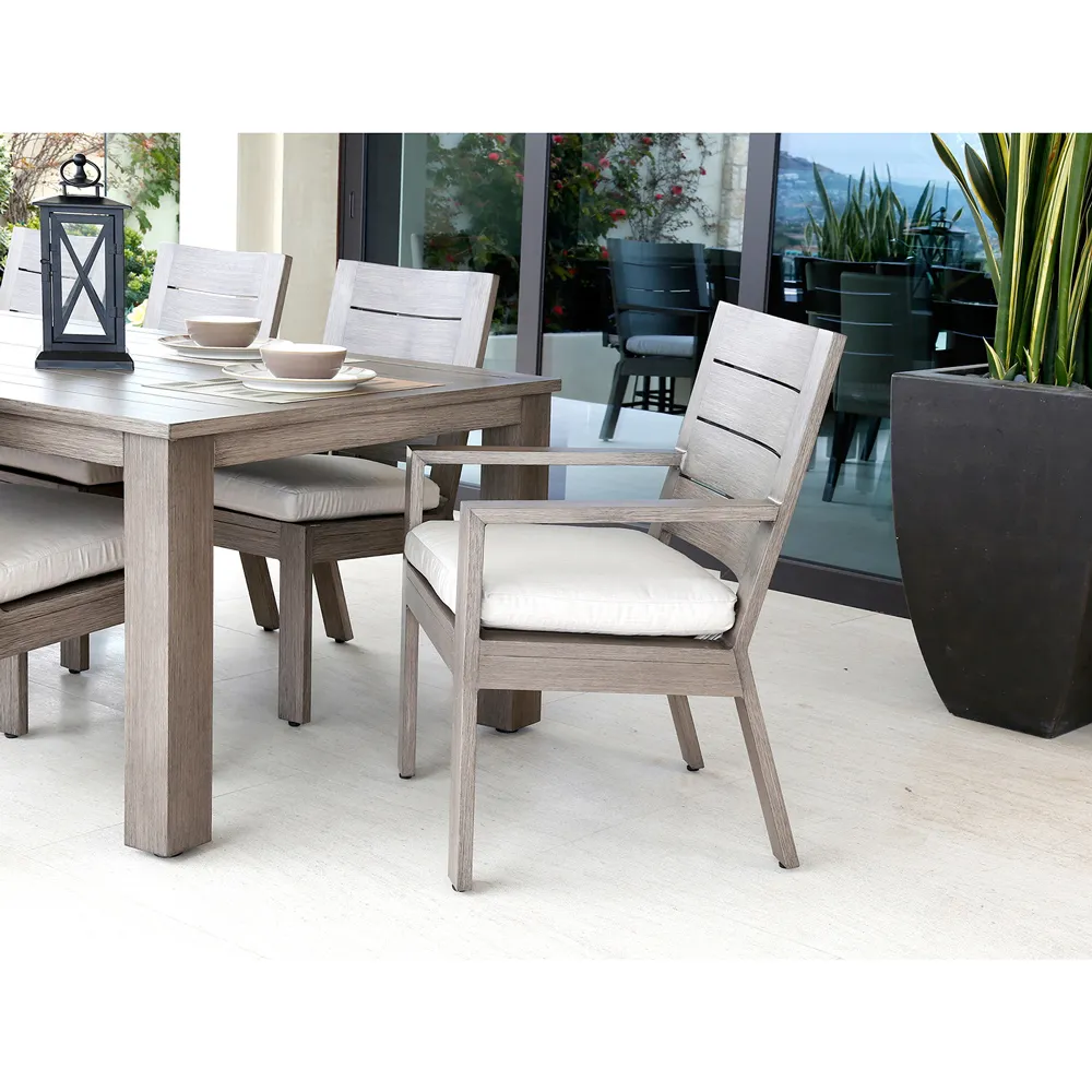 Ezra Rectangular Outdoor Dining Table - Taupe Grey, Aluminum